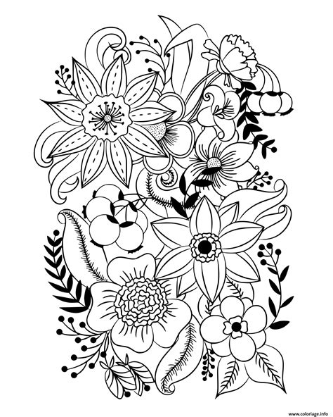 Coloriage Diverses Fleurs Et Feuilles Insipration JeColorie