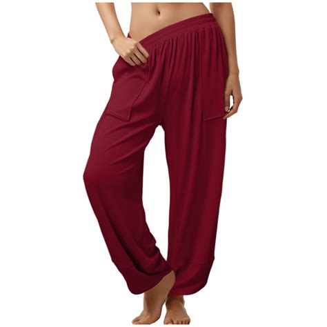 Warehouse Sale Clearance， Women Solid Casual Pocket Wide Leg Pants