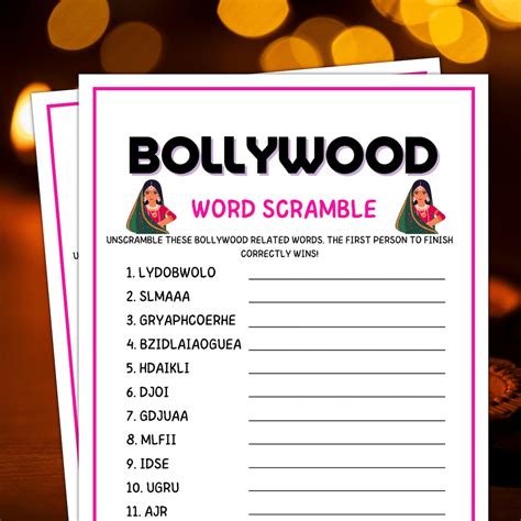 Bollywood Games Bollywood Word Scramble Bollywood Party Games