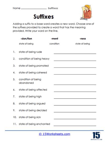 Suffixes Worksheets And Facts Examples And Definition For Kids