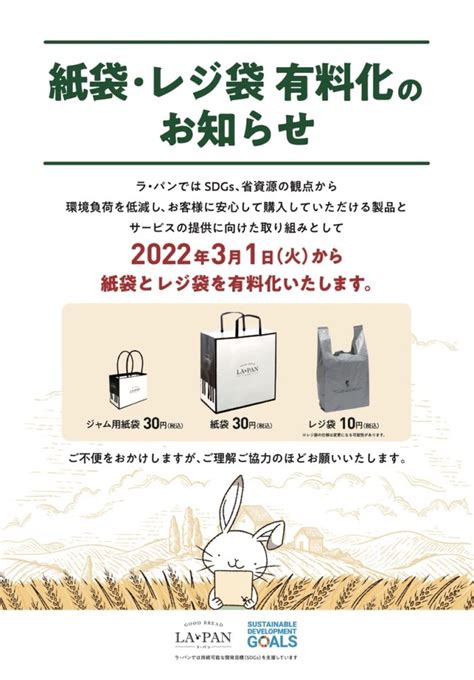 3月1日（火）から紙袋・レジ袋を有料化いたします。 高級クリーミー生食パン ラ・パン