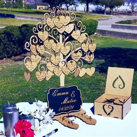 Árbol De Firmas Versión 2 Con 150 Corazones En Mdf Caja en venta en