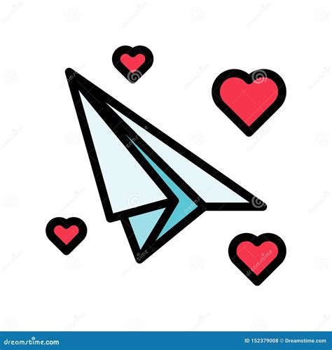 Paper Plane With Heart Vector Valentine And Love Related Filled