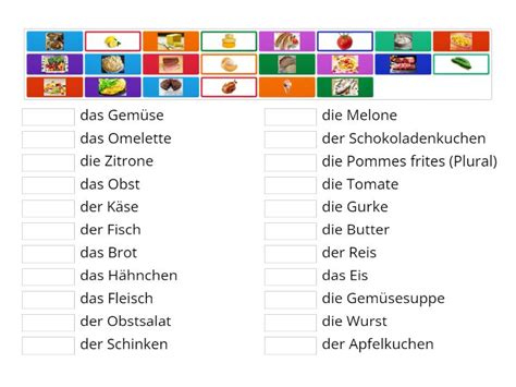 A11 Kapitel4E1 Speisen Und Lebensmittel Match Up