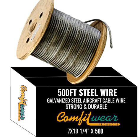 X 500 Ft Galvanized Steel Aircraft Cable Wire 7x19 Strand Walmart