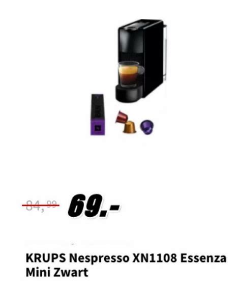 Krups Nespresso XN1108 Essenza Mini Zwart Aanbieding Bij MediaMarkt