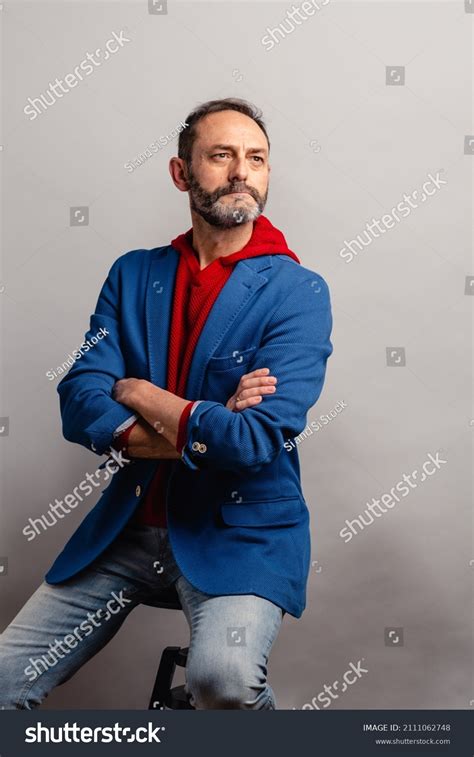 Portrait Sexy Mature Grey Bearded Man Stock Photo 2111062748 Shutterstock