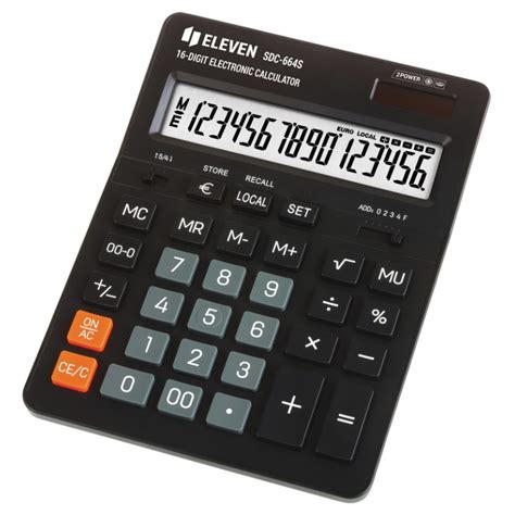 Калькулятор бухгалтерский настольный 16-разрядный черный Eleven SDC-664 ...