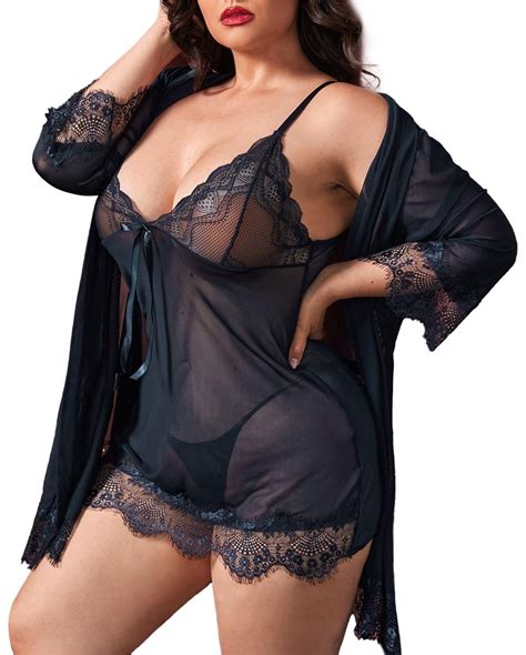 Sexy Lingerie PUTUO Lingerie For Women Plus Size Lace Mesh Babydoll
