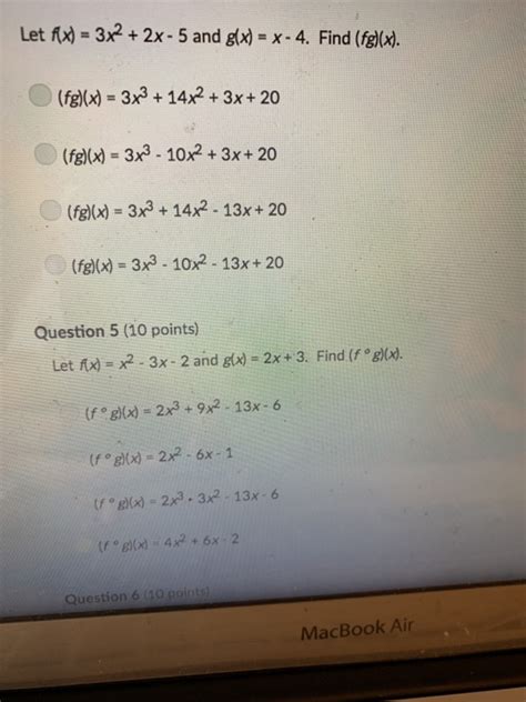 Solved Let Fx 32x 5 And Gx X 4 Find Fglxd Fgx