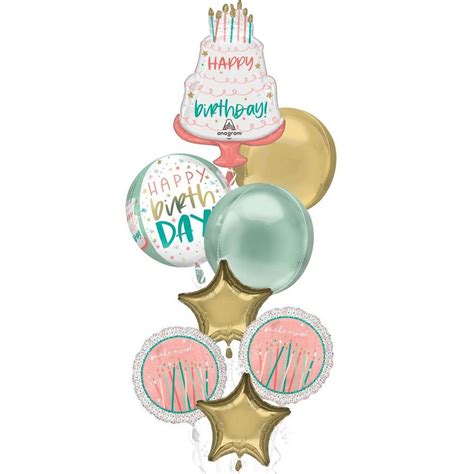 Premium Happy Cake Day Birthday Foil Balloon Bouquet 8pc Party City