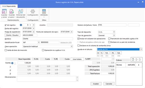 C551 Cómo contabilizar facturas de ventas exentas de IVA