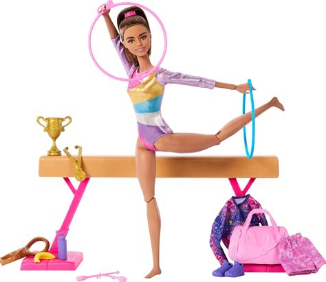 Barbie Gymnastics Doll And Accessories Playset With Brunette Fashion