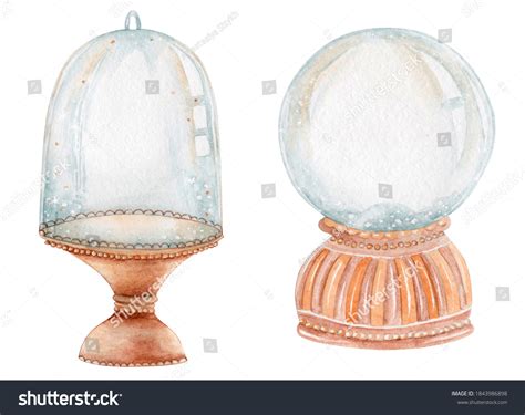 Watercolor Isolated Christmas Snow Globe Watercolor 库存插图 1843986898