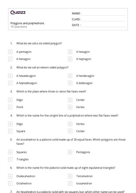 Pentagons Worksheets For Th Class On Quizizz Free Printable