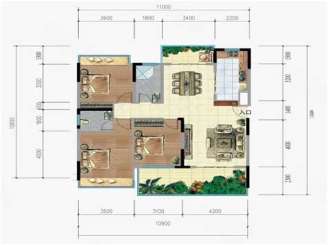 翡翠园b 6户型，翡翠园3室2厅2卫1厨约13420平米户型图，朝西南朝向 红河安居客