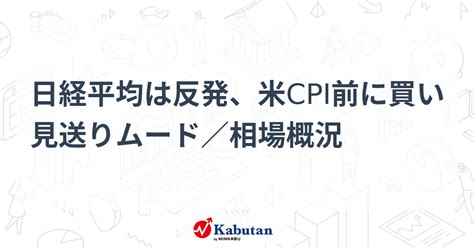 日経平均は反発、米cpi前に買い見送りムード／相場概況 市況 株探ニュース