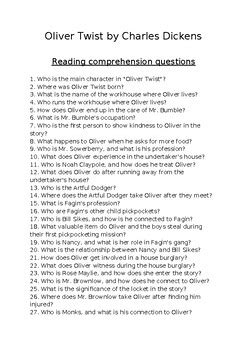 Oliver Twist Reading Comprehension Essay Questions With Answer Keys