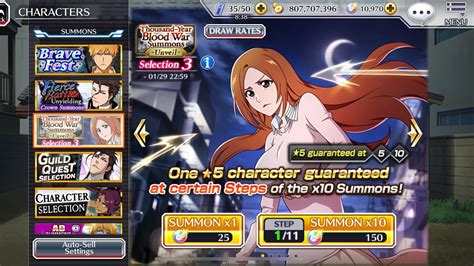 Bleach Brave Souls Thousand Year Blood War Summons Unveil Selection 3