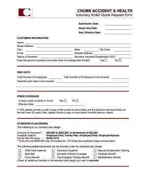 Fillable Online Chubb Accident Health Forms Fax Email Print Pdffiller