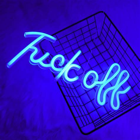 WIOSOUL Letreros de neón con texto en inglés Fuck Off letras azules para decoración de pared
