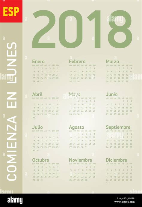 Calendario Simple Para El A O En Vectores En Espa Ol La Semana