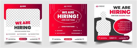 We Are Hiring Job Vacancy Social Media Post Banner Design Template With Red Color We Are Hiring