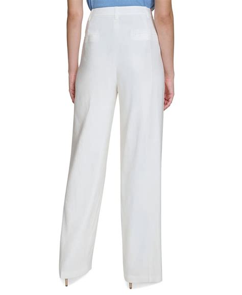 Calvin Klein Womens High Rise Pleated Wide Leg Pants Macys