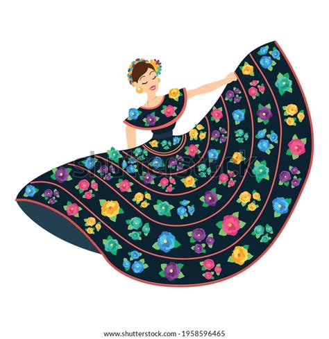 Isolated Mexican Woman On Folkloric Dress Vector De Stock Libre De