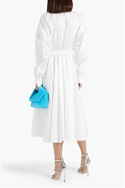 Norma Kamali Belted Cotton Poplin Midi Shirt Dress The Outnet