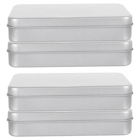 4pcs Metal Empty Tins Rectangular Storage Tin Storage Can Tins Box With