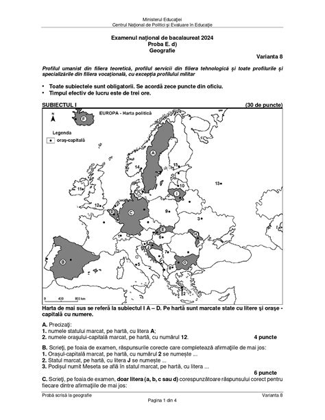 Ultima OrĂ Subiectele La Geografie și Economie De La Examenul De