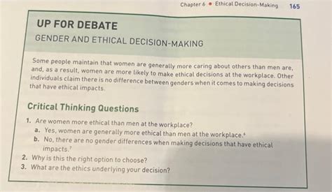 Solved Chapter Ethical Decision Making Up For Debate Chegg