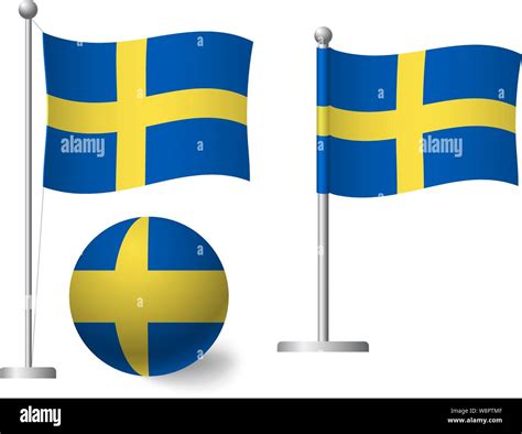 Sweden Flag On Pole And Ball Metal Flagpole National Flag Of Sweden