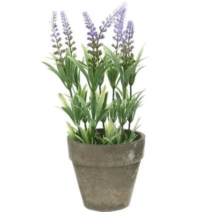 Bellatio Flowers Plants Kunstplant Lavendel Grijze Pot 25 Cm