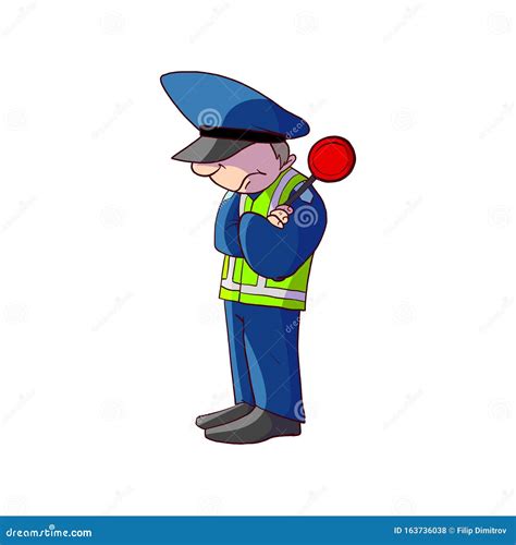 Kolorowy Policjant Z Karykatury Ilustracja Wektor Ilustracja Z O Onej