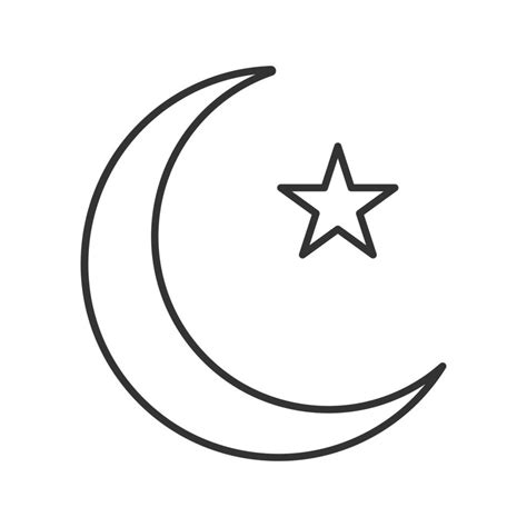 Star and crescent moon linear icon. Ottoman flag. Thin line ...