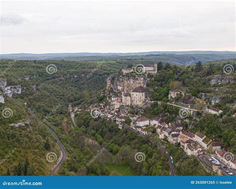 Aerial View of Beautiful Village Rocamadour in Lot Department ...