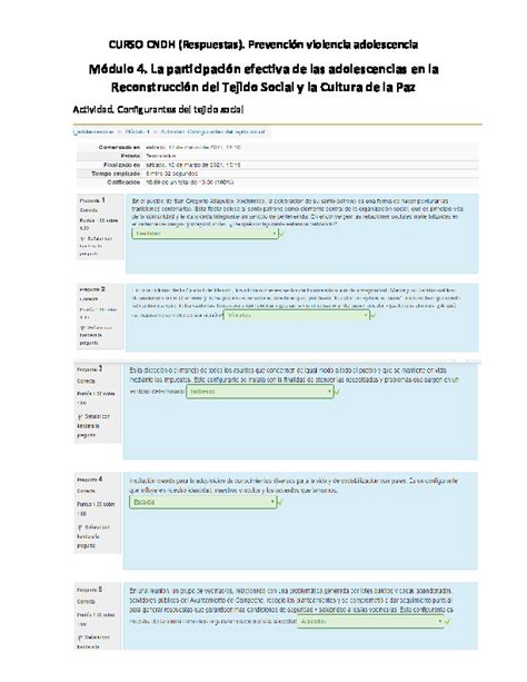 Curso Cndh Prevenci N Violencia Adolescencia Actividad Modulo