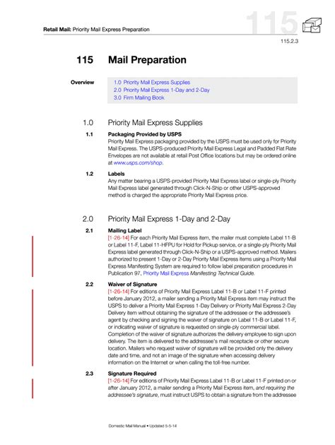 Fillable Online Pe Usps DMM 115 Priority Mail Express Preparation For