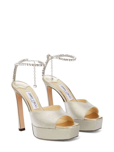 Jimmy Choo Saeda Crystal Embellished Leather Sandals Farfetch