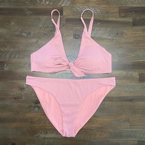 TiniBikini Swim Tinibikini Blush Pink Xl Ribbed 2 Piece Bikini Set