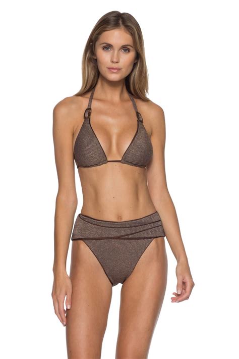 Becca By Rebecca Virtue Women S Cheryl Metallic Sliding Triangle Bikini