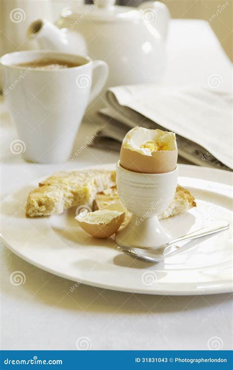 Half Eaten Hard Boiled Egg With Tea Stock Image Image Of Fresh Food