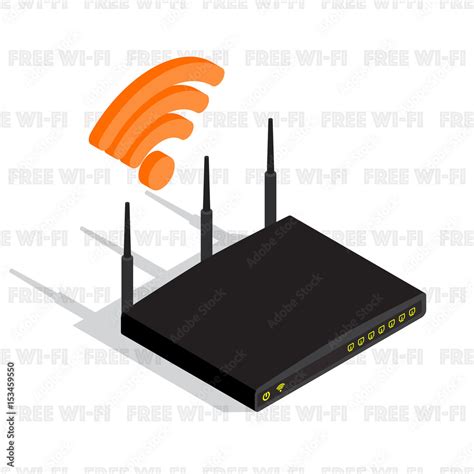 Isometric Wireless Router Device With Three Antennas Wifi Icon