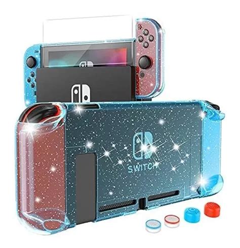 Carcasa Para Nintendo Switch Transparente Azul Con Gomitas Meses Sin