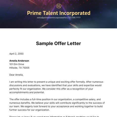 Sle Of Simple Job Offer Letter Infoupdate Org