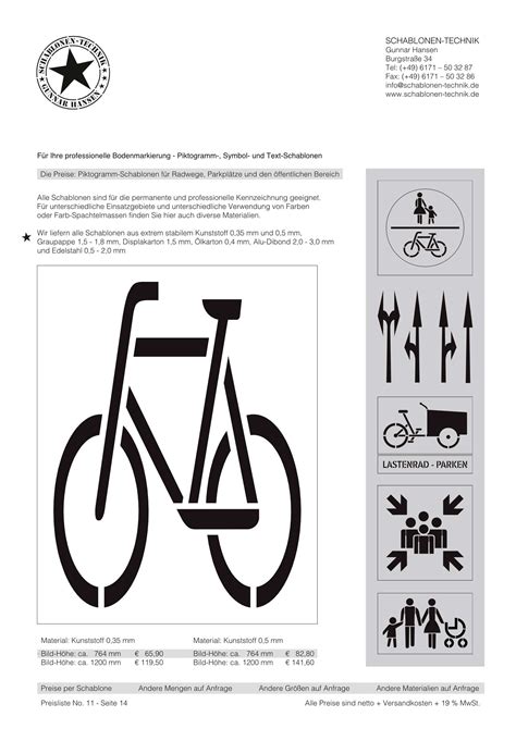 Fahrrad Schablone Zur Radweg Kennzeichnung