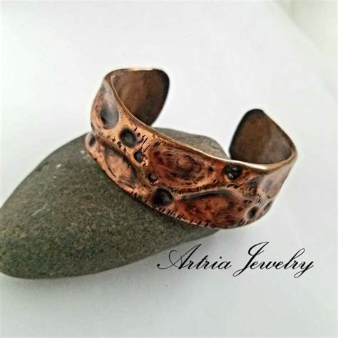 Hand Forged Wide Copper Cuff Air Chased Heavy Bangle Solid Etsy Singapore