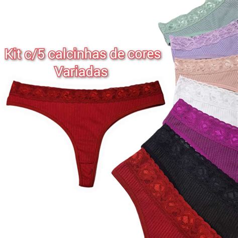 Kit C CALCINHA FIO DENTAL SUEDE CANELADO PREMIUM LINGERIE INTIMA FEMININA CALSINHA Shopee Brasil